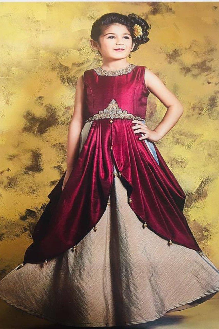 Maroon and Ivory Gown - Sakkhi Style
