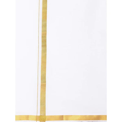 Dhoti White with Gold Zari Border - Sakkhi Style