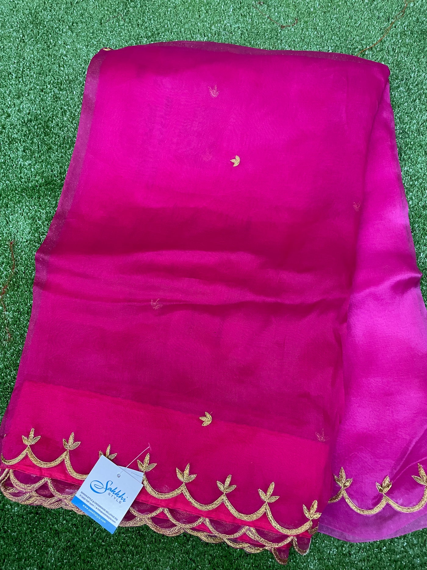 Magenta Organza Saree - Sakkhi Style