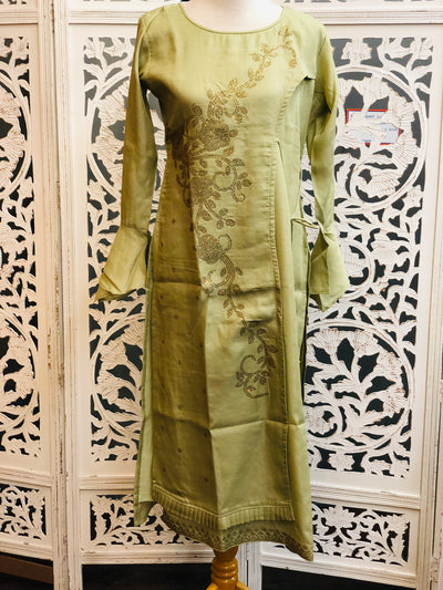 Pastel Green Bell Sleeves Kurti - Sakkhi Style