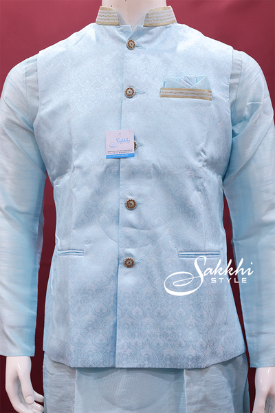 Blue Jacket Kurta with pyjama - Sakkhi Style
