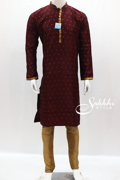 Maroon and gold kurta pyjama - Sakkhi Style