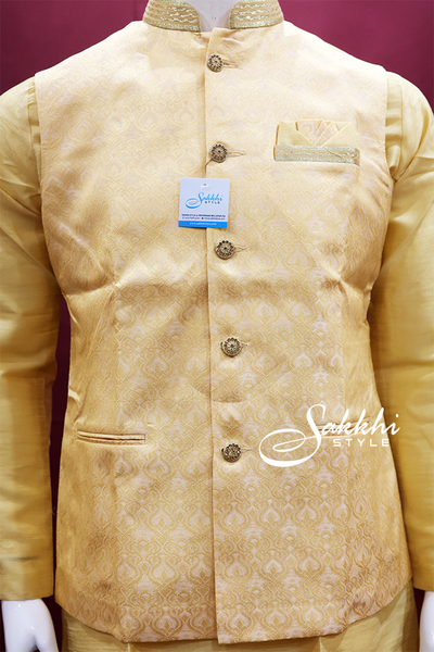 Gold Jacket Kurta with pyjama - Sakkhi Style