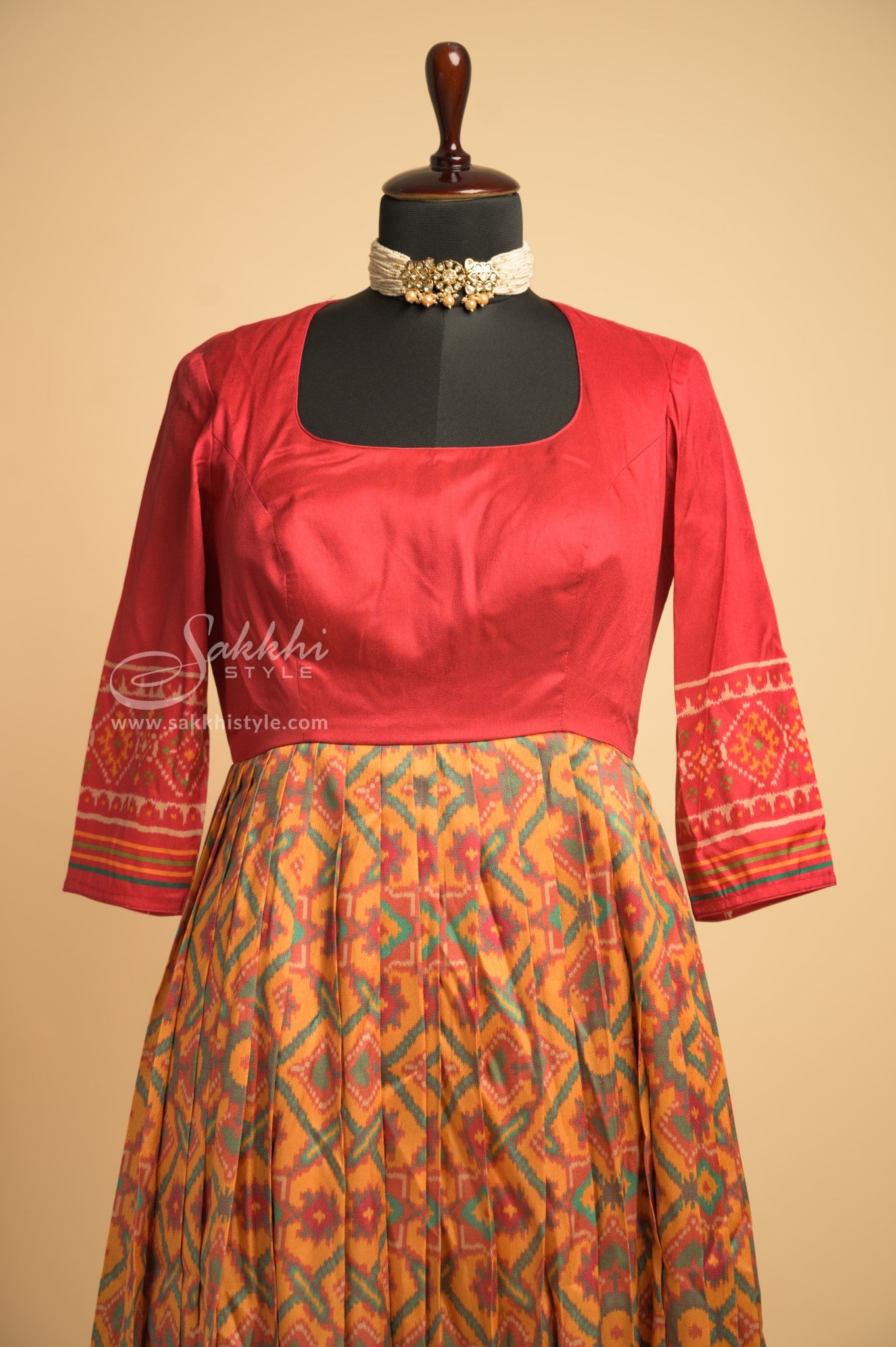 SEMI PATOLA SILK FLOOR LENGTH DRESS - Sakkhi Style