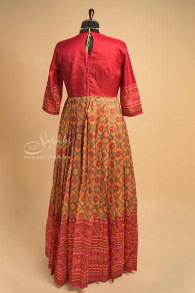 SEMI PATOLA SILK FLOOR LENGTH DRESS - Sakkhi Style