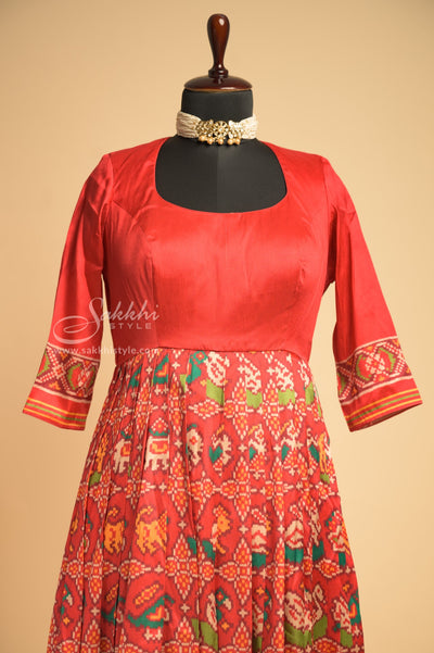 SEMI PATOLA SILK FLOOR LENGTH DRESS - Sakkhi Style