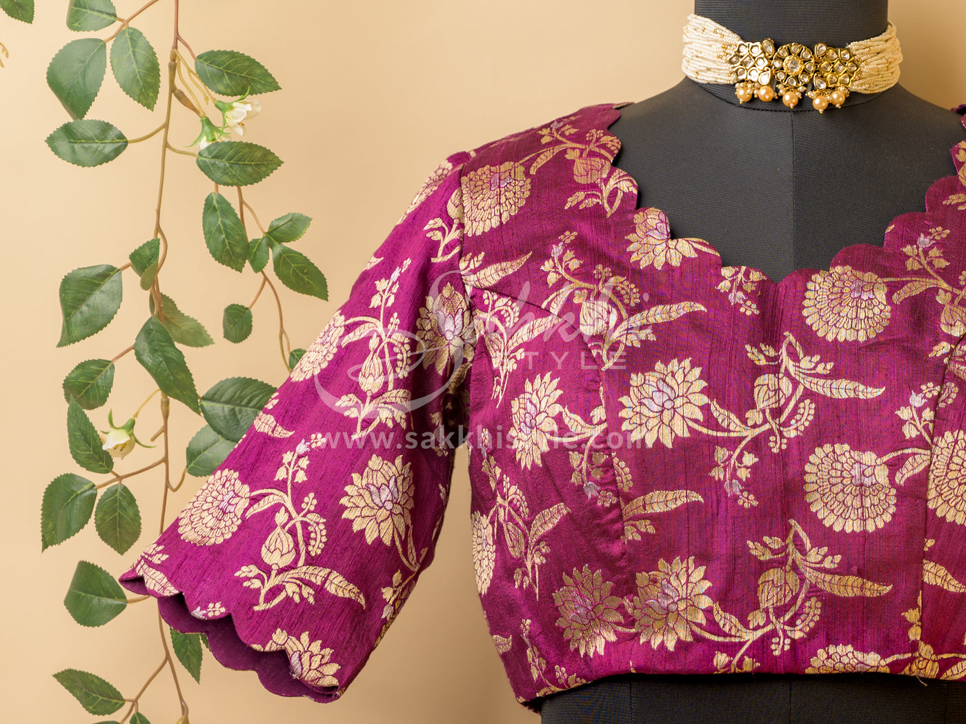 VIOLET TISSUE SAREE WITH BROCADE BLOUSE - Sakkhi Style
