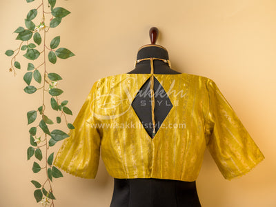 GREEN CHANDERI SAREE WITH CUT WORK PAIRED WITH BANARAS BLOUSE - Sakkhi Style
