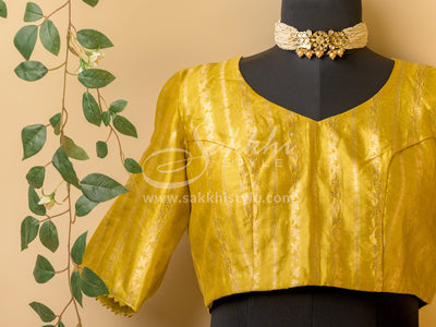 GREEN CHANDERI SAREE WITH CUT WORK PAIRED WITH BANARAS BLOUSE - Sakkhi Style