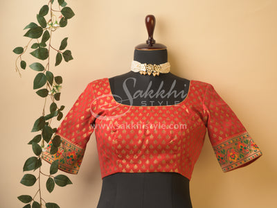 ORGANZA SAREE WITH PAITHANI BORDER PAIRED WITH PRE STITCHED BLOUSE - Sakkhi Style