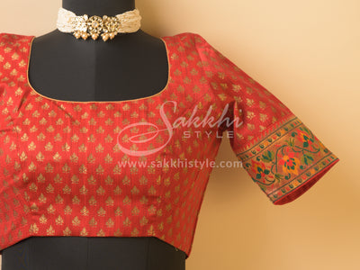 ORGANZA SAREE WITH PAITHANI BORDER PAIRED WITH PRE STITCHED BLOUSE - Sakkhi Style