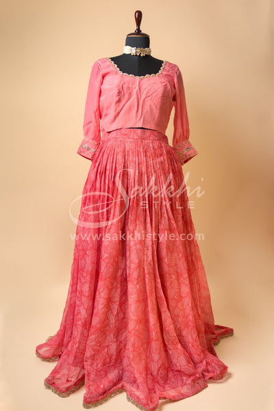 LIGHT ORANGE FLORAL CROPTOP - Sakkhi Style
