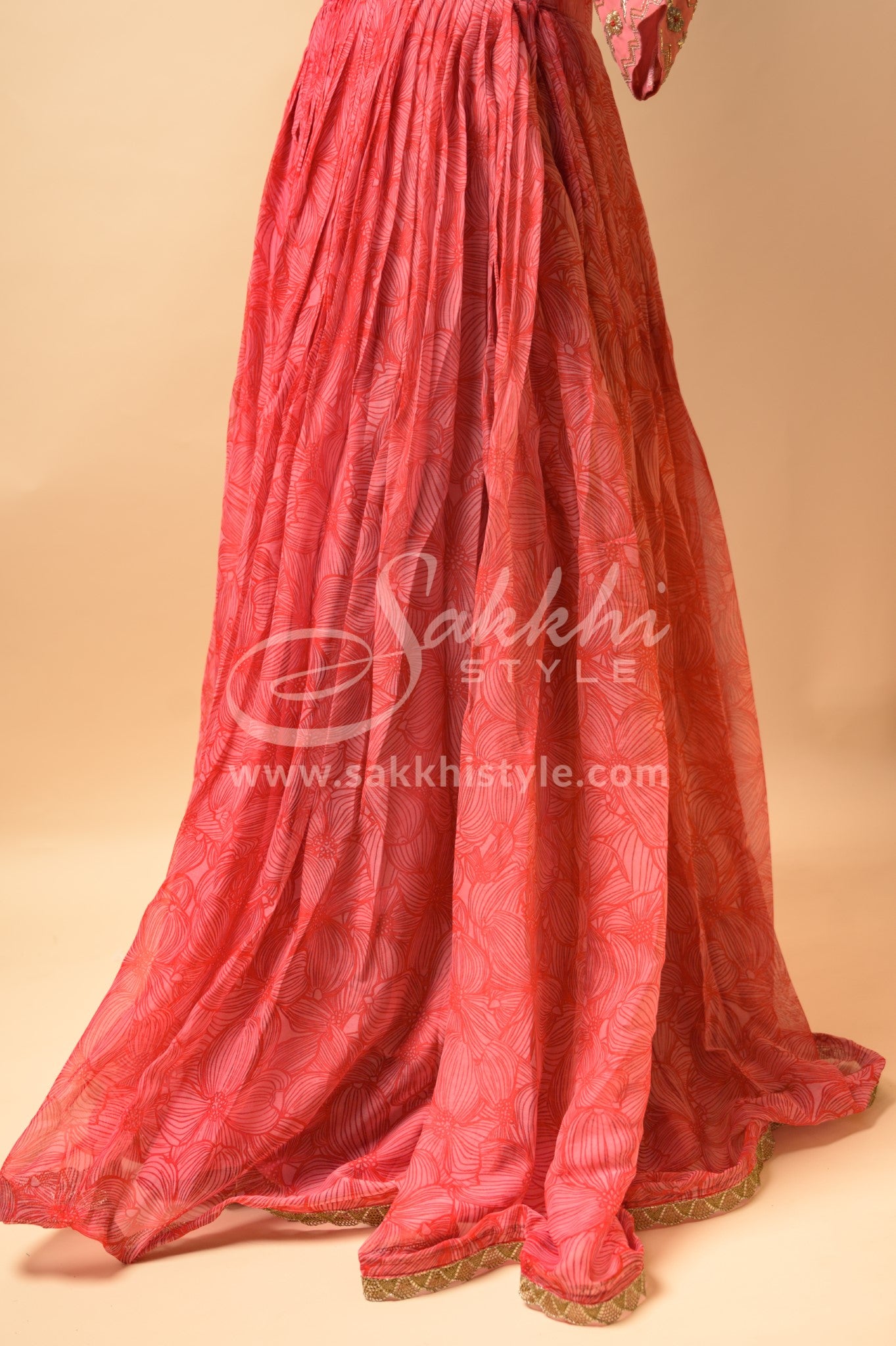 LIGHT ORANGE FLORAL CROPTOP - Sakkhi Style