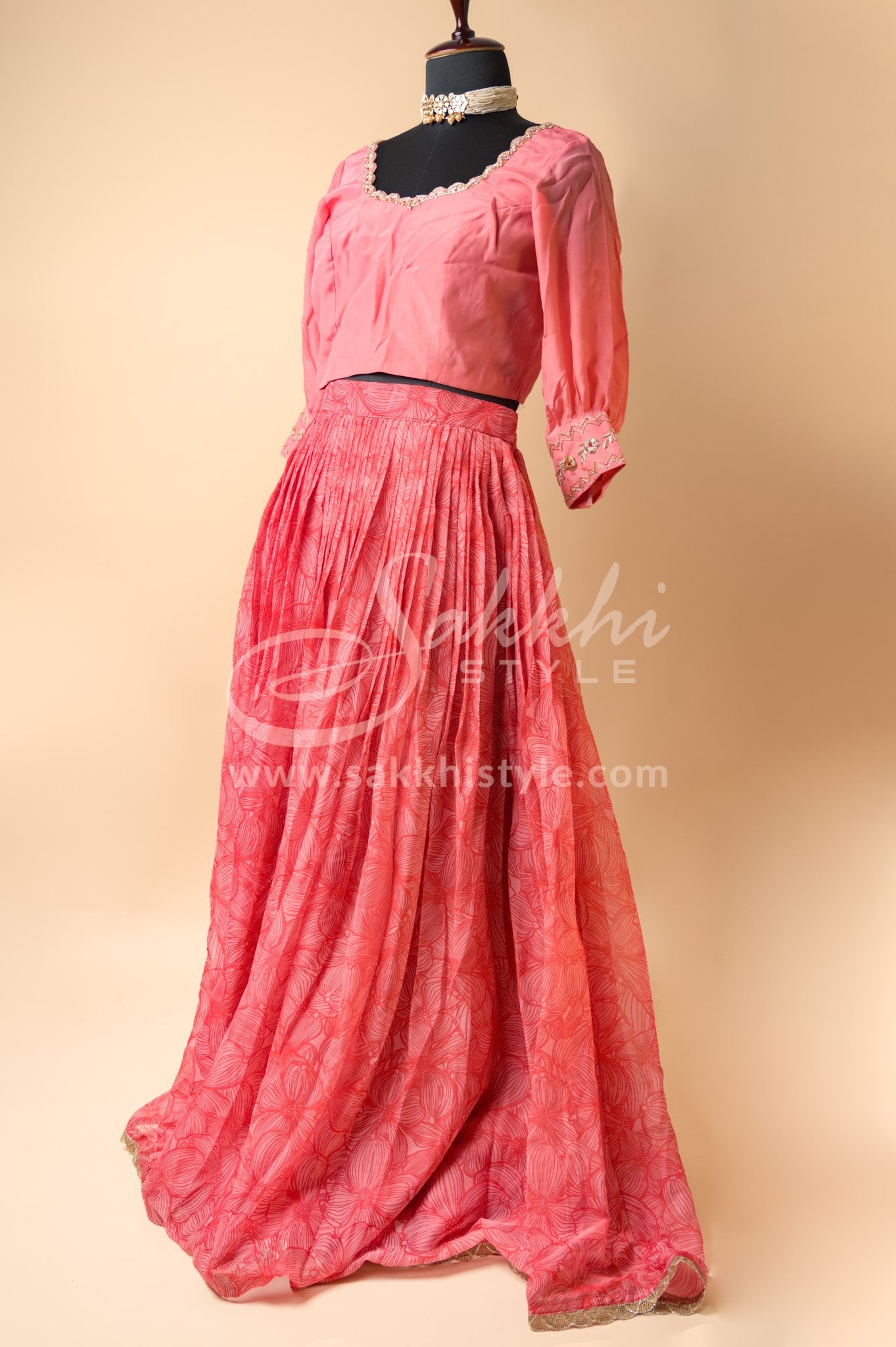 LIGHT ORANGE FLORAL CROPTOP - Sakkhi Style