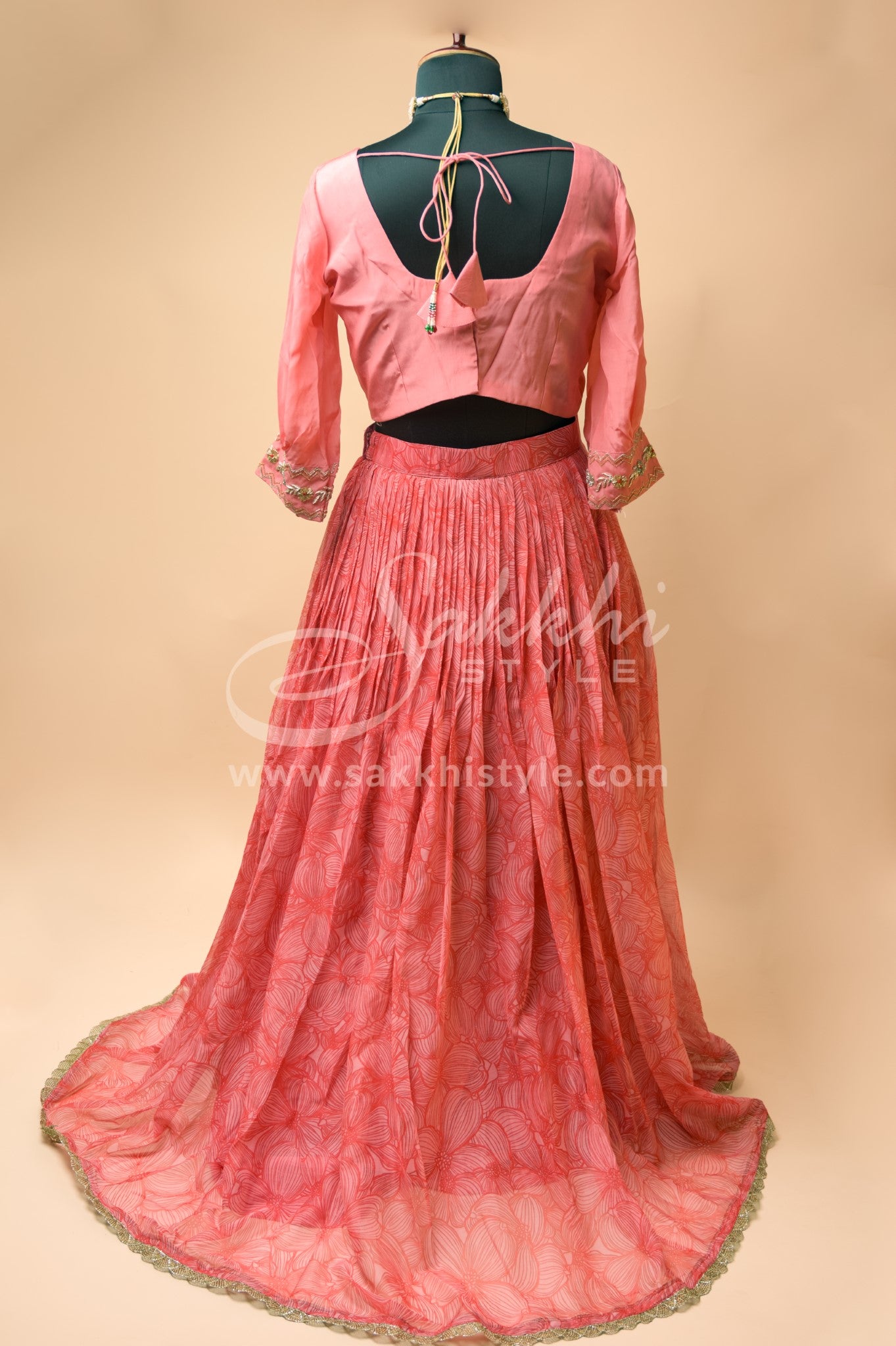 LIGHT ORANGE FLORAL CROPTOP - Sakkhi Style