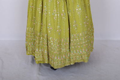 Sakkhi Style Georgette Lehenga Set with Dupatta and Sequins Embroidered Skirt - Sakkhi Style