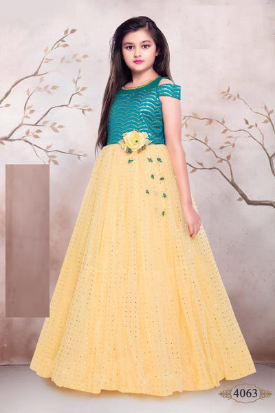 Blue and Yellow Gown - Sakkhi Style