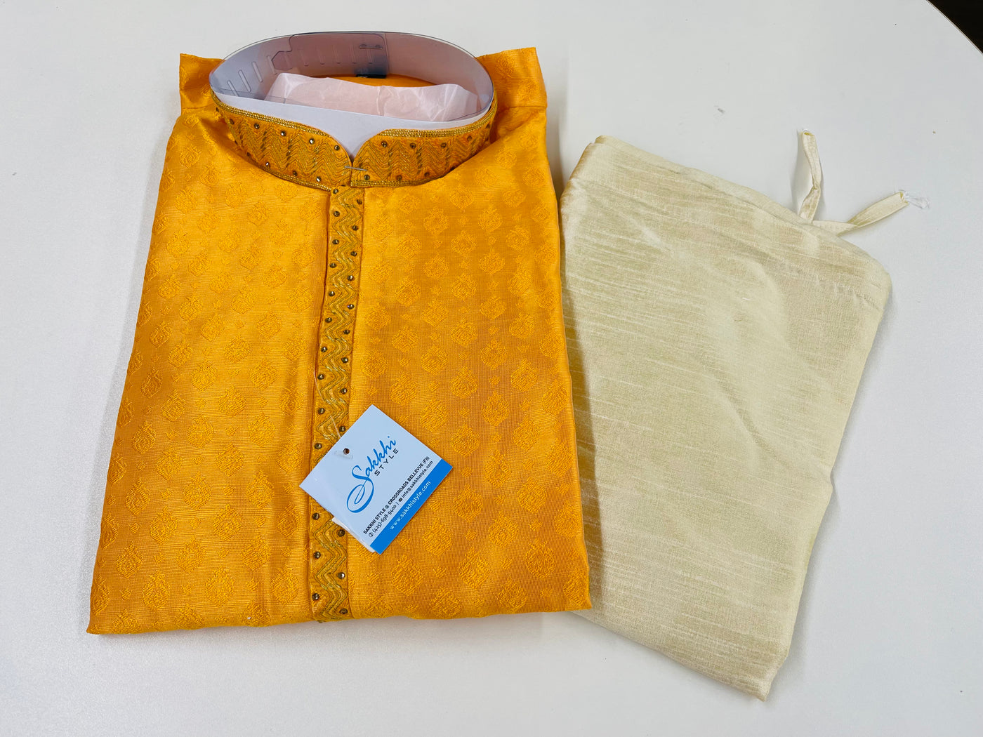 Orange and cream kurta pyjama - Sakkhi Style