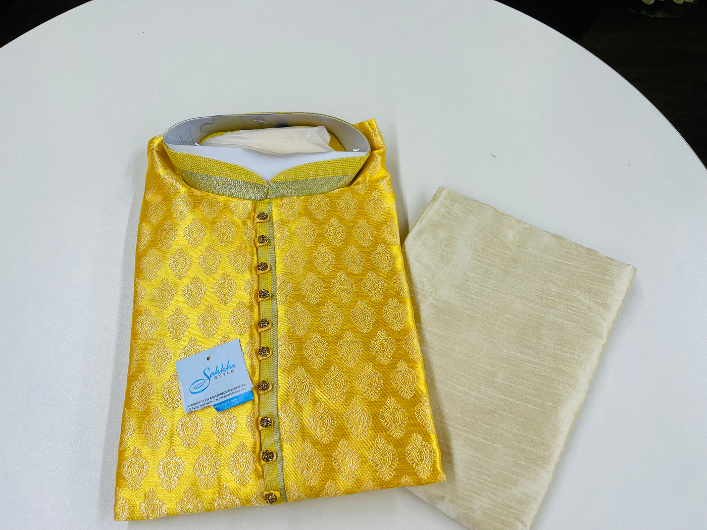 Burnt yellow and light gold kurta pyjama - Sakkhi Style