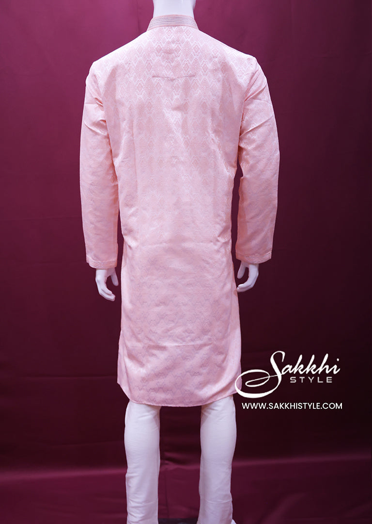 Light pink self design kurta with pyjama - Sakkhi Style